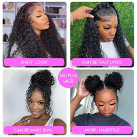 Perruque Humaine Invisible Transparente 360 Full Lace Front avec Cordon, Déjà Plaquée, Brute Vietnamienne, Onde Eau, Sans Colle