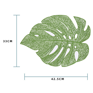 Salvamanteles de PVC con diseño de hoja de Monstera de 42.5 cm, troquelado, resistente al calor, impermeable, decorativo para platos calientes de cocina - Product Image 2