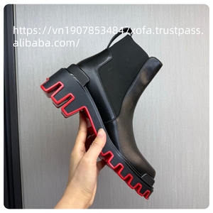 Bottes en cuir décontractées de luxe pour hommes, style western, à lacets, talon rouge, en cuir véritable, collection automne/hiver 2026 - Product Image 6