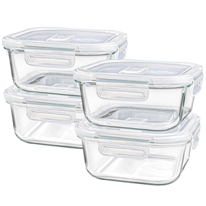 Snap-Locking Square Glass Meal Prep <b>Containers</b> <b>Plastic</b> <b>Lid</b> Microwave Freezer Safe Dishwasher Safe BPA-Free Heatable Leak Proof - Product Image 1