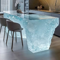 Table de bar carrée en résine transparente de luxe moderne R066, résistante aux UV, écologique, durable, pour la maison et l'hôtel