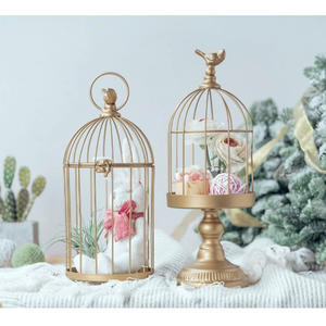 Klasik dekoratif kuş kafesleri düğün için kafes mumluk altın Metal düğün mum Centerpieces şamdan tutucular - Product Image 1