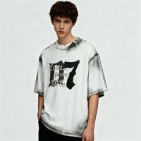 T-shirt en coton vintage délavé sur mesure pour homme, coupe ample, manches courtes, motif graphique, fabrication en usine