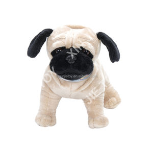 Peluche de Cachorro con Cuello, Juguete de Peluche Personalizado con Logotipo, Peluche de Perro Pug Color Caqui - Product Image 2