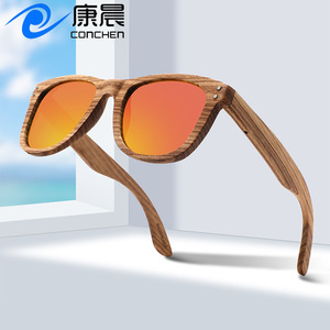 Lunettes de soleil en bois Conchen W3012, verres polarisés TAC UV400, protection solaire classique pour homme, idéales pour les voyages et la conduite, style tendance - Product Image 1