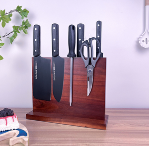 Double Sided Magnetic Wooden Knife Block Kitchen Knife <b>Storage</b> Rack Wood Magnet Knife Holder Cutlery Display Stand for Kitchen - Product Image 1