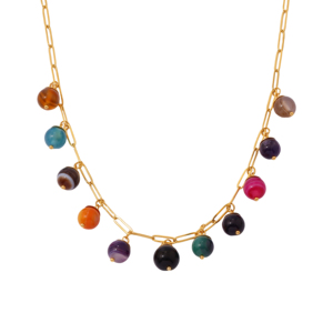 Fashionable Classic Chain Colorful Natural Stone <strong>Boho</strong> <strong>Necklace</strong> - Product Image 1