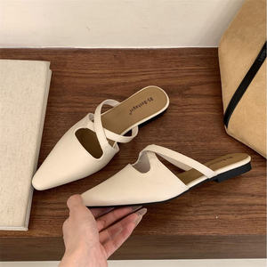 Fermer orteil demi pantoufle femmes 2025 nouvelles chaussures <span class=keywords><strong>Muller</strong></span> pointues françaises à fond plat - Product Image 5