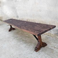 Table pliante portable en bois brun rétro, banc pliant en bois massif, table et chaises de salle à manger