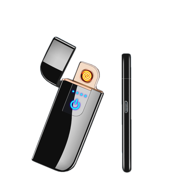 Wholesales Flameless Creative Thin Lighter Led Touch Sensitive Double Coil Electric Usb Rechargeable Lighter