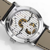 Montre de luxe pour homme, boîtier argenté, cadran guilloché, phase de lune, mécanique, réserve de marche, date, nouvelle collection 2026, étanche