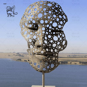 BLVE Custom Grande Metal Arte Jardim Decoração Abstrato Antique Bronze Humano Face Escultura Estátua - Product Image 4