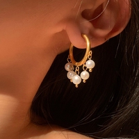 Boucles d'oreilles pendantes en perles de style coréen pour femmes vente en gros de boucles d'oreilles en acier inoxydable plaqué or 18 carats