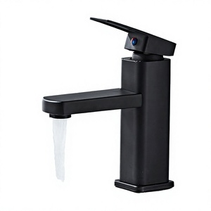 Robinet mélangeur monocommande moderne en acier inoxydable SUS304 pour salle de bain, à poser sur comptoir, avec cartouche céramique et finition noircie - Product Image 3