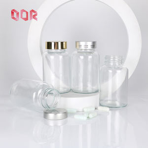 Frascos de Vidrio Transparente Mate de Boca Ancha de 30 ml-250 ml para Cápsulas de Vitaminas, Frascos para Pastillas, Frascos para Medicamentos con Tapa de Rosca de Plástico Dorado - Product Image 1