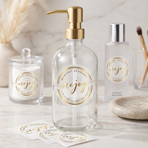 Stamping Self Hot Gold <b>Packaging</b> Printing Sheet Private Skin Care <b>Label</b> Vinyl Personalized Waterproof Transparent Sticker - Product Image 1