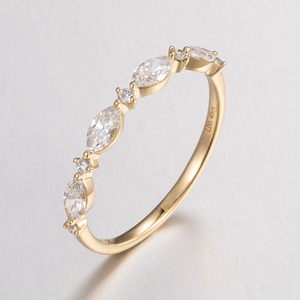 Stylish <b>14K</b> Solid White <b>Gold</b> 0.46ct Marquise Cut Lab Grown Diamond <b>Ring</b> | Marquise Cut Lab Created Diamond Wedding Band <b>Ring</b> - Product Image 1