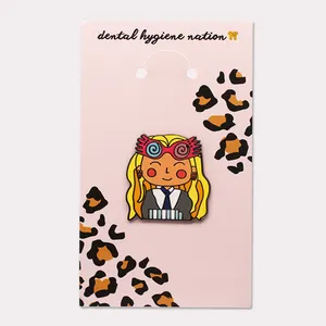 High Quality Gold Metal Material Tooth Shaped Cute Soft Badges With Butterfly Clutch Custom Enamel Pins