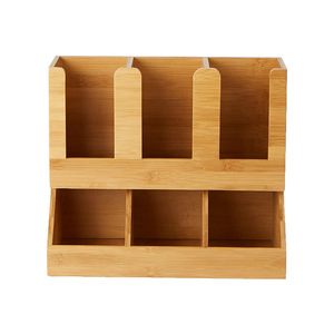 Organizzatore da <span class=keywords><strong>Cucina</strong></span> a Due Livelli in Bambù, Porta Tazze e Condimenti Multifunzione da Bancone, Design Moderno - Product Image 3