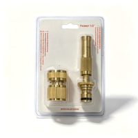 Ensemble de pulvérisateurs à jet droit tout en laiton 1/2" 3/4" avec buse réglable et raccord rapide pour tuyau d'irrigation de jardin