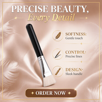 Kuas Makeup Wajah Mewah Bulu Sintetis Gagang Kayu Kuas Foundation Kontur Ujung Datar