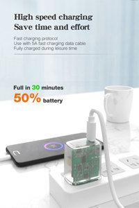 Cargador de pared rápido PD de 20W, adaptador de corriente móvil transparente USB A + C para <span class=keywords><strong>iPhone</strong></span> QC 3,0, enchufe de pared, certificado RoHS ETL FCC, OEM ODM - Product Image 4