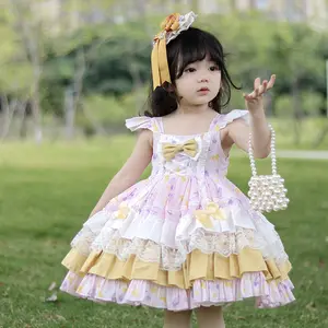 Robes lolita pour bébé fille robes de princesse en dentelle robe à volants élégante de luxe fleurie pour fille vêtements pour enfants