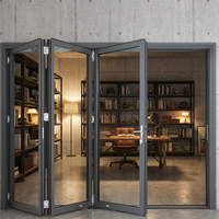 Portes pliantes en aluminium robuste à double vitrage, portes patio pliantes insonorisées, résistantes aux ouragans, portes pliantes scellées EPDM