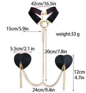 Sexy Metallketten-Brustwarzenabdeckung mit Halsband, Wiederverwendbare Brustwarzenpflaster, Bondage-Halsband, Körperkette, Sexspielzeug - Product Image 6