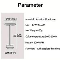 Lampe de table portable en aluminium rechargeable par USB, à LED, avec barre tactile, pour la décoration moderne des hôtels et restaurants (vente en gros)