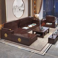 Grossiste Meubles de Salon Complets de Luxe en Bois Massif de Style Chinois Moderne: Table Basse, Meuble TV et Ensemble Canapé de Haute Qualité