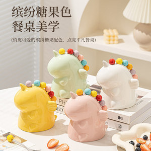 Ceramic Toothpick Holder Cartoon Style Durable Table Decoration For Kids And Home Use - Product Image 1