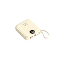 Mini Power Bank Portable Ultra Mince 20W à Charge Rapide, Capacité 10 000 mAh, Câble Intégré, Affichage Numérique Intelligent, Type-C