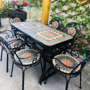Meubles de patio modernes de haute qualité en gros, table et chaises de salle à manger en <span class=keywords><strong>fer</strong></span> <span class=keywords><strong>forgé</strong></span> pour l'<span class=keywords><strong>extérieur</strong></span> - Product Image 1
