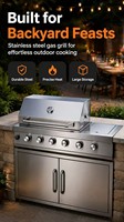 Îlots de cuisine extérieure portables et réglables sur mesure avec barbecue à gaz, en acier inoxydable robuste, prêts pour les fêtes, faciles à assembler
