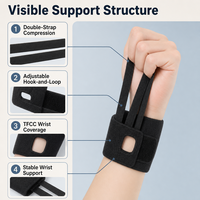 Attelle de poignet TFCC réglable à double sangle, compression stabilisatrice, taille unique, compatible main gauche et droite, pour le badminton