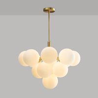 Suspension LED G9, style nordique, design orb, en verre artistique, couleur or, anti-éblouissement, taille moyenne, pour maison et bureau