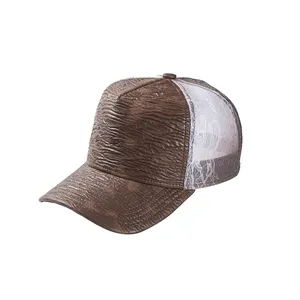 Wholesale 6 Panel Print Blank Trucker Cap Mesh Back Panel Light Curve Brim