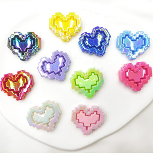 <span class=keywords><strong>Perline</strong></span> Decorative a Cuore Pixel in Acrilico Placcato Colorato, Combinazione di <span class=keywords><strong>Perline</strong></span> Fai-da-te per Catene di Telefoni Cellulari, Accessori Gioiello, <span class=keywords><strong>Perline</strong></span> Decorative per Penne - Product Image 3