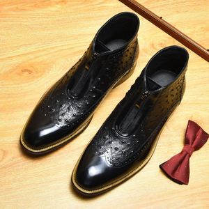 New Trendy Three-layer Italian High-<b>heeled</b> Long-style Flat Leather Men's Business Formal Wedding Shoes - Product Image 2