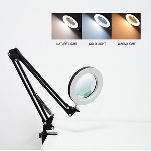 Lampe à <span class=keywords><strong>pince</strong></span> électrique LED moderne, pliable multidirectionnelle, <span class=keywords><strong>en</strong></span> aluminium, avec loupe, design simple, tricolore réglable, pour la maison - Product Image 1