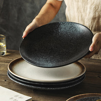 Assiette plate de style japonais classique de 12 pouces vaisselle de petit déjeuner de steak occidental plat en céramique ménager créatif avec un design peu profond