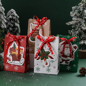 Sacs cadeaux de Noël les plus vendus avec ruban, sacs en papier imprimés Père Noël pour les fêtes, bonbons et biscuits - Product Image 2