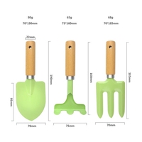 Ensemble de 3 pièces de mini outils de jardinage pour enfants de couleur verte avec manche en bois personnalisable