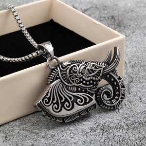 yunnique Stainless Steel Men's <b>Elephant</b> Pendant Themed Animal Design Party <b>Gift</b> Jewelry Fashion Accessory - Product Image 1