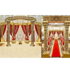 Glamoroso Mandap Dorado Tallado para Bodas, Aspecto Exquisito, Mandap Dorado Tallado para Bodas, Nuevo Mandap Indio Dorado Tallado para Bodas en EE. UU. - Product Image 1