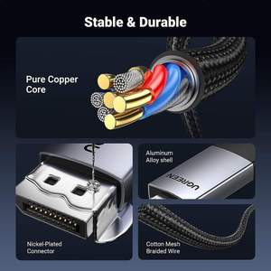 Cable UGREEN DisplayPort a <span class=keywords><strong>HDMI</strong></span> 4K 60Hz de 3.3 pies/6.6 pies, Cable Trenzado de Nailon <span class=keywords><strong>DP</strong></span> <span class=keywords><strong>1.2</strong></span> a <span class=keywords><strong>HDMI</strong></span> <span class=keywords><strong>2.0</strong></span>, Convertidor Unidireccional <span class=keywords><strong>DP</strong></span> a <span class=keywords><strong>HDMI</strong></span> - Product Image 5