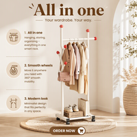 Estante de Almacenamiento de Ropa de Acero al Carbono Tipo Piso, Soporte para Sombreros y Ropa, Fácil de Instalar, Venta al por Mayor de Fábrica