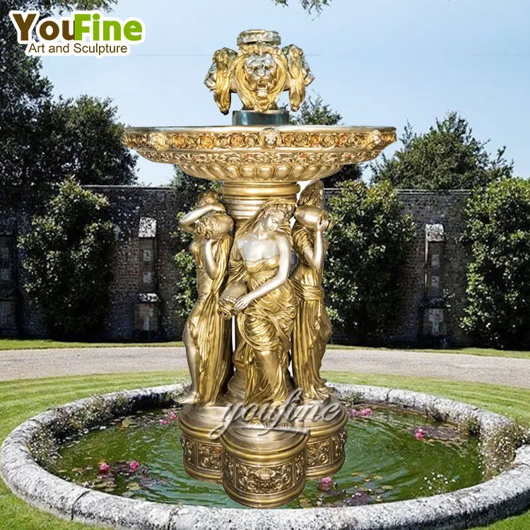 Escultura de cabeza de león para mujer clásica, fuente de agua de bronce para jardín al aire libre, en venta