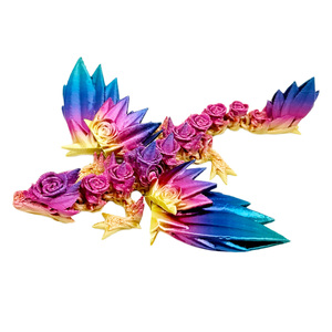 Dragon volant rose imprimé en 3D, à queue courte, ailes articulées, jouet anti-stress, articulations mobiles, figurine fantastique, décoration de bureau, cadeau - Product Image 3